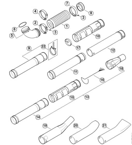Genuine Stihl BR550 / K - Pleated hose, Blower tube