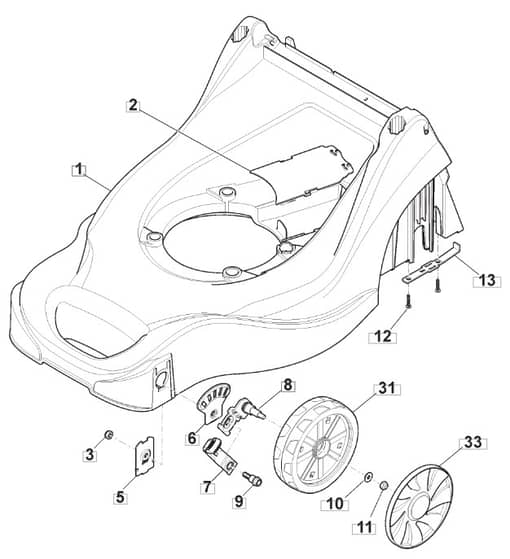 HP414 - 2011-2016 - 297411043/BQ - Mountfield Rotary Mower Deck Diagram