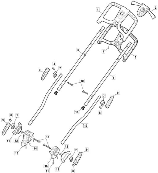 PRINCESS 42 Li Kit - 2021-2022 - 294426263/M21 - Mountfield Rotary Mower Handle Diagram