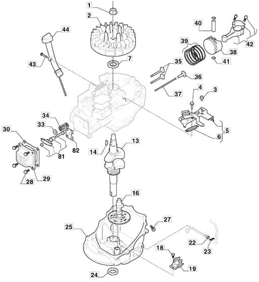 S461R PD - 2019-2023 - 299489043/M19 - Mountfield Rotary Mower Crankshaft Diagram