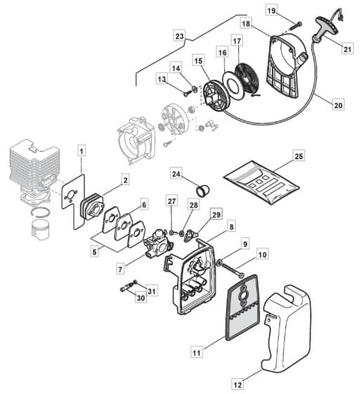 MB 50 D - 2007 - 285621003/MO7 - Mountfield Brushcutter Recoil Starter Diagram