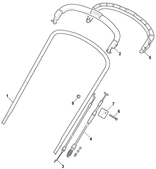 M484 R - 2008-2010 - 292505043/UM8 - Mountfield Rotary Mower Upper Handle Diagram