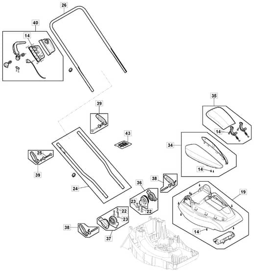 ELECTRESS 38 Li Kit - 2021-2022 - 291382263/M21 - Mountfield Rotary Mower Handle Diagram