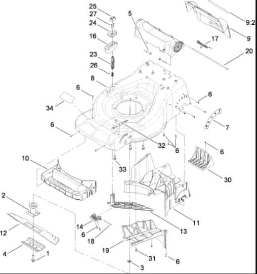Hayter R48 - 446E (290000001 - 290999999) - Deck - Baffle Assy