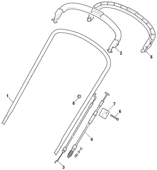 M554 R - 2008-2010 - 292555043/UM8 - Mountfield Rotary Mower Upper Handle Diagram