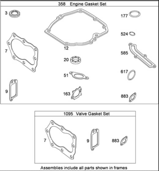 Hayter R53A - 449E (449E290001000 - 449E290999999) - Engine - Gaskets B&S 126T05-0239-B1