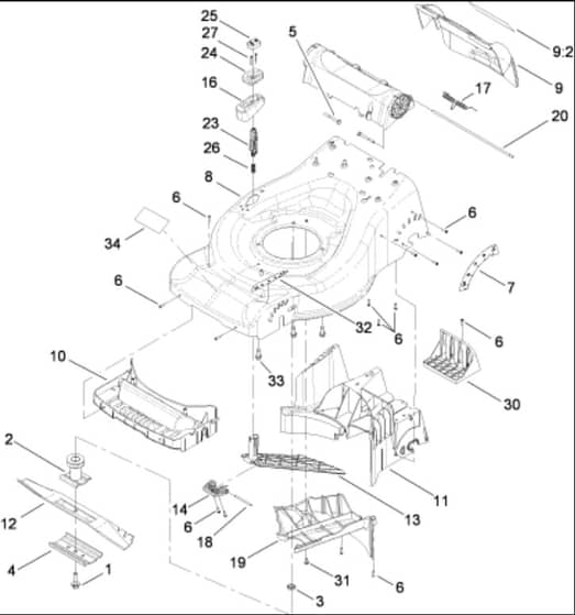 Hayter R48 - 447E (290000001 - 290999999) - Deck - Baffle Assy