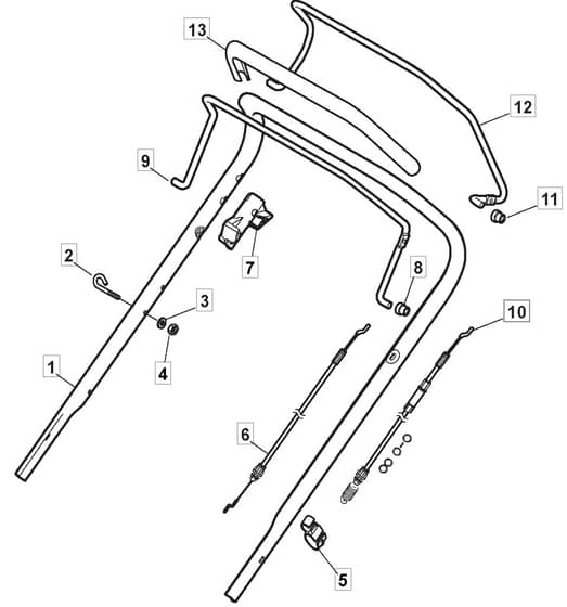 S464 PD - 2010-2013 - 299483043/M10 - Mountfield Rotary Mower Upper Handle Diagram