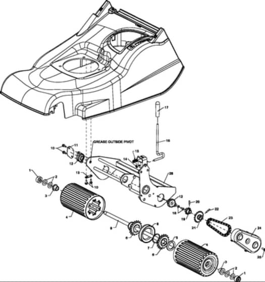 Hayter Harrier 48 AD VS - 491H (313000001 - 313999999) - Rear Roller Frame
