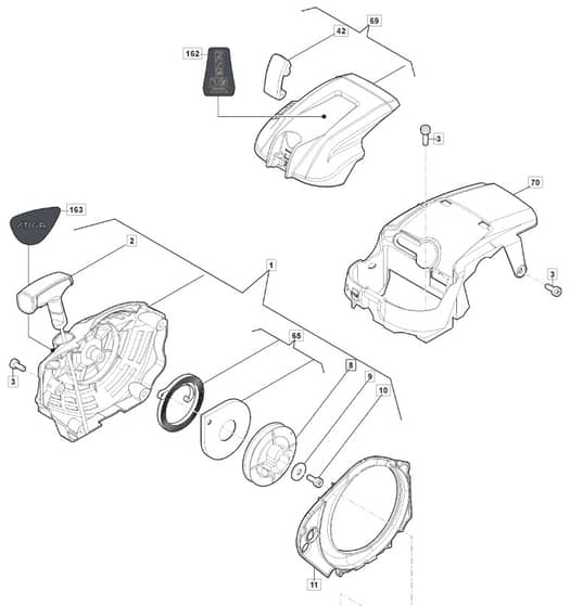 MC 4216 - 2017-2022 - 240421603/M17 - Mountfield Chainsaw Recoil Starter Diagram