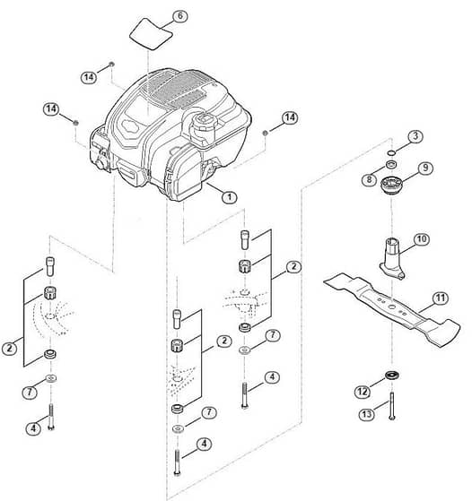 Genuine Stihl RM545.0 VM / F - Engine, blade