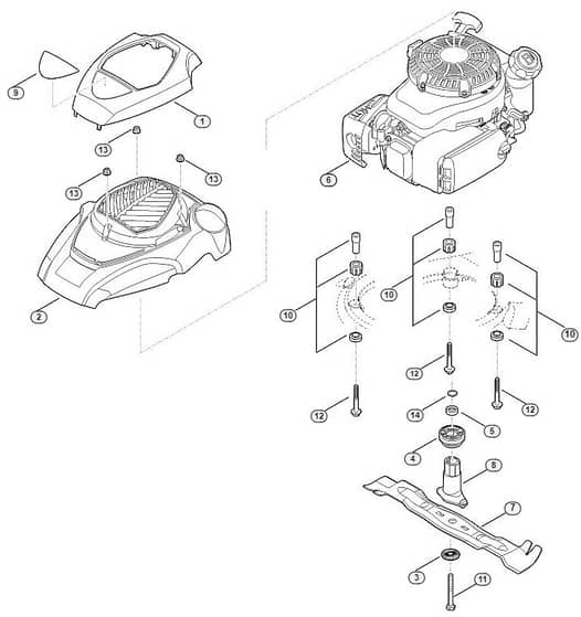 Genuine Stihl RM655.0 V / F - Engine, blade