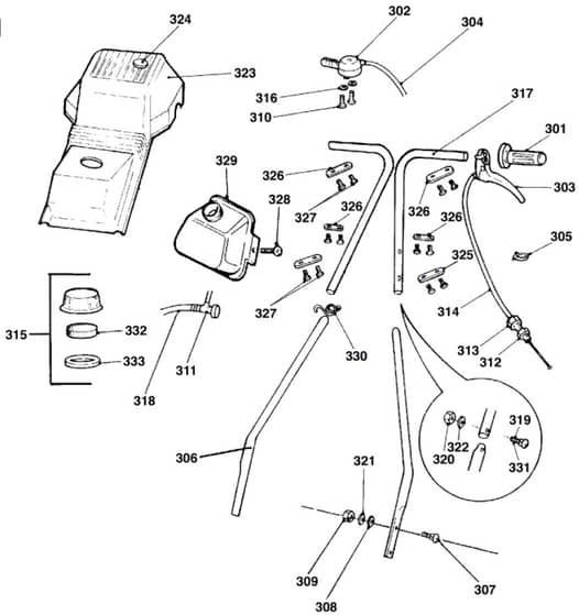 Qualcast Suffolk Punch 30S - F016L80219 - Handle Assembly