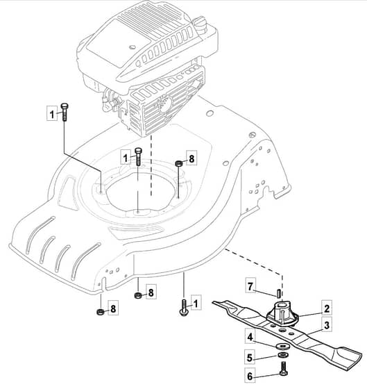 HP425 - 2014 - 295431038/M14 - Mountfield Rotary Mower Blade Diagram