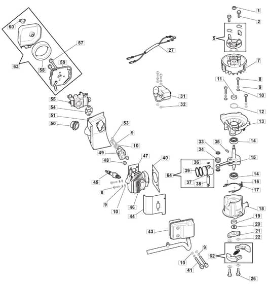 MHJ 2424 - 2017-2020 - 252900023/M14 - Mountfield Hedge Trimmer Cylinder Diagram