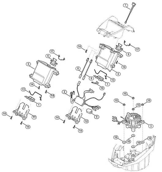 Genuine Stihl MVP850 / C - Battery bracket, electronics, motor