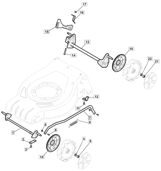S421 HP - 2012-2018 - 295431043/M12 - Mountfield Rotary Mower Height Adjusting Diagram