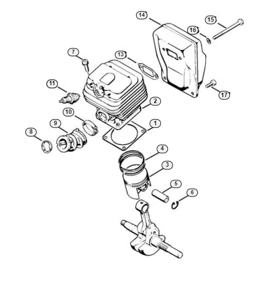 Stihl 042 R Cylinder, Muffler - B-Group