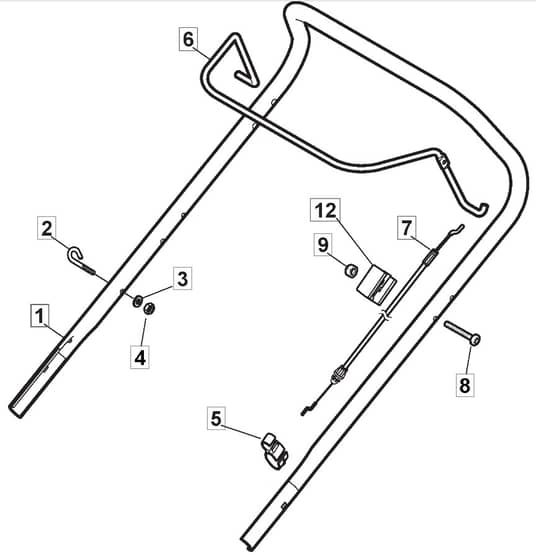 HP42 H - 2016-2017 - 295441038/BQ - Mountfield Rotary Mower Upper Handle Diagram