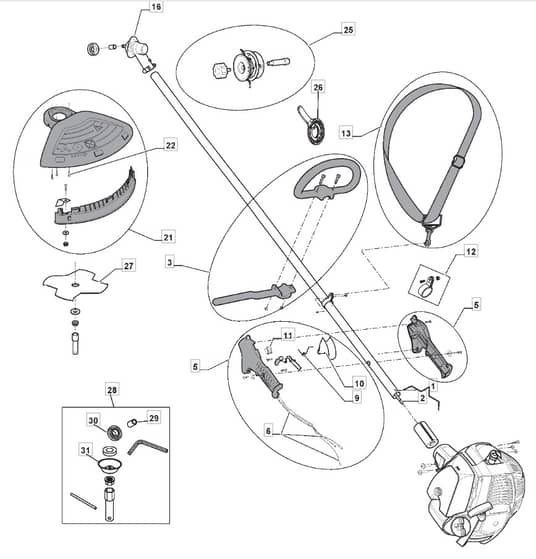 MB 3001 - 2008 - 281120003/MO8 - Mountfield Brushcutter Handle Diagram