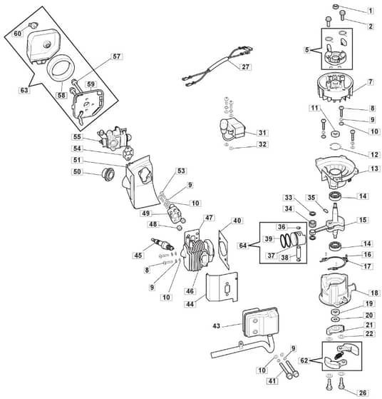 MHJ 2424 - 2010-2012 - 252900003/M10 - Mountfield Hedge Trimmer Cylinder Diagram