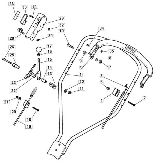 MULTICLIP 530 PD - 2012-2013 - 293532028/MFR - Mountfield Rotary Mower Upper Handle Diagram