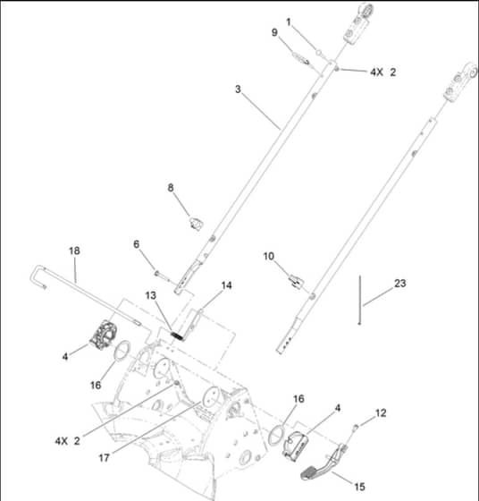 Hayter R53S - 448F (314000001 - 314999999) - Lower Handle Assy