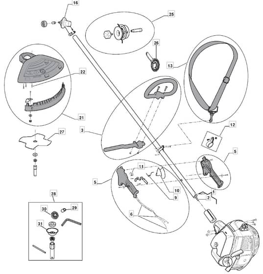 MB 3001 - 2010 - 281120003/MO9 - Mountfield Brushcutter Handle Diagram