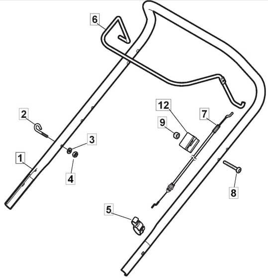 HP425 - 2014 - 295431038/M14 - Mountfield Rotary Mower Upper Handle Diagram