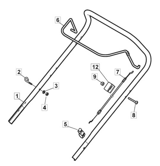 HP425 - 2019-2021 - 2L0431038/M19 - Mountfield Rotary Mower Upper Handle Diagram