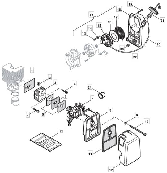MB 36D - 2006-2007 - 284121003/MO6 - Mountfield Brushcutter Recoil Starter Diagram