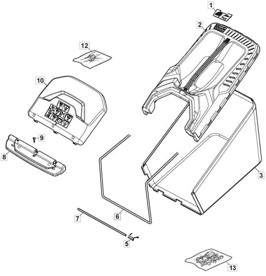 S421 HP - 2019-2020 - 2L0431843/M19 - Mountfield Rotary Mower Grass Bag Diagram