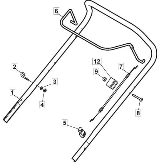 HP46 - 2019 - 295491048/M19 - Mountfield Rotary Mower Upper Handle Diagram