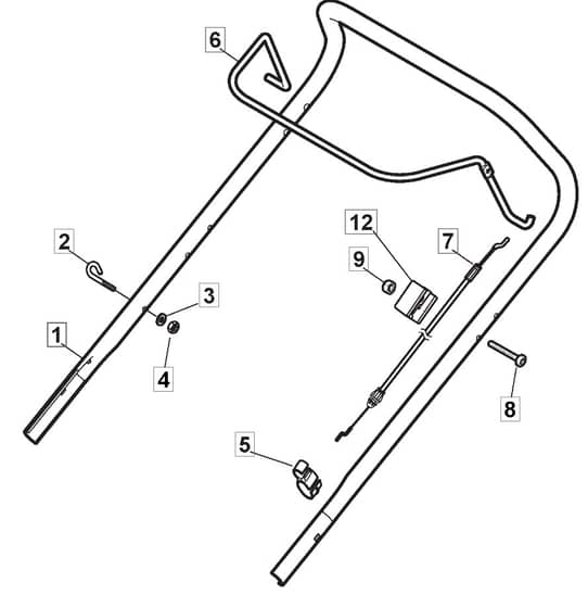 HP425 - 2015-2018 - 295431038/M15 - Mountfield Rotary Mower Upper Handle Diagram