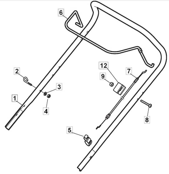 HP454 - 2016-2018 - 299024643/BQ - Mountfield Rotary Mower Upper Handle Diagram