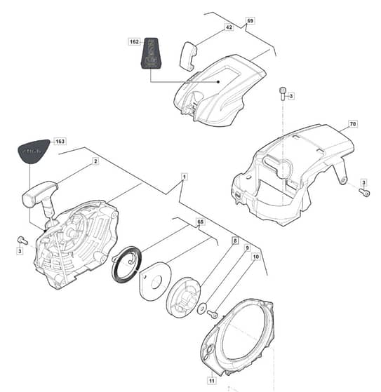 MC 3814 - 2017-2022 - 240381403/M17 - Mountfield Chainsaw Recoil Starter Diagram