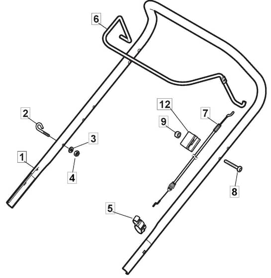 HP45 - 2020 - 299174643/M20 - Mountfield Rotary Mower Upper Handle Diagram