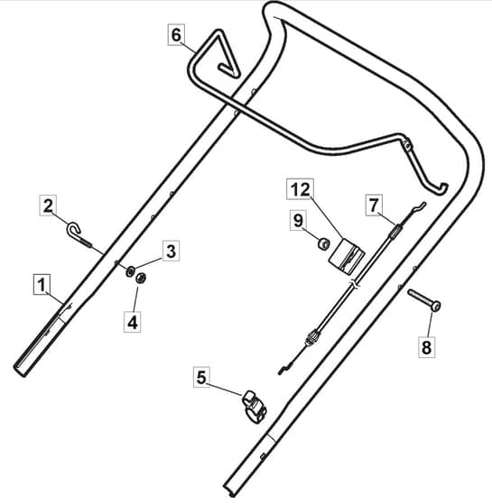 S461 HP - 2012-2016 - 295485043/M12 - Mountfield Rotary Mower Upper Handle Diagram