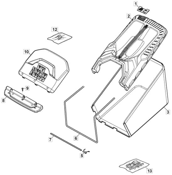 HP185 - 2022 - 2L0481043/MC - Mountfield Rotary Mower Grass Bag Diagram
