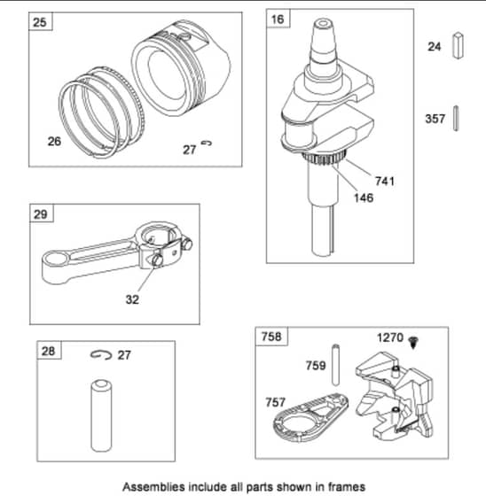 Hayter RT380H - 135E (135E280000001 - 135E280999999) - Crankshaft Assy B&S 31E777-0130-E1