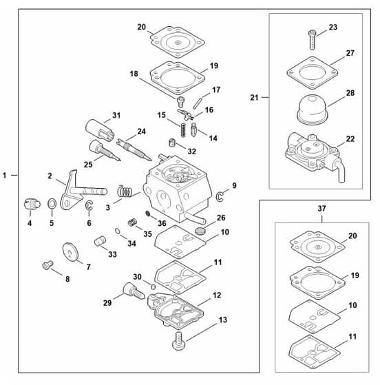Genuine Stihl FS38 / X - Carburettor C1Q-S66 (36.2002)
