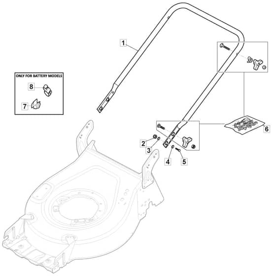 HP45 - 2020-2022 - 2L0481048/AMZ - Mountfield Rotary Mower Lower Handle Diagram