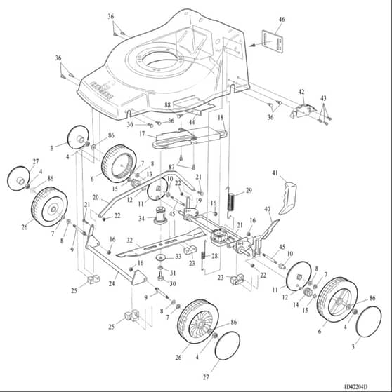 Hayter Jubilee AD - 424V (424V001001 - 424V099999) - Lower Mainframe Diagram
