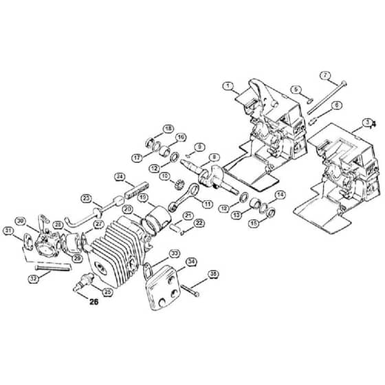 Genuine Stihl 015 AV / A - Crankcase, Piston