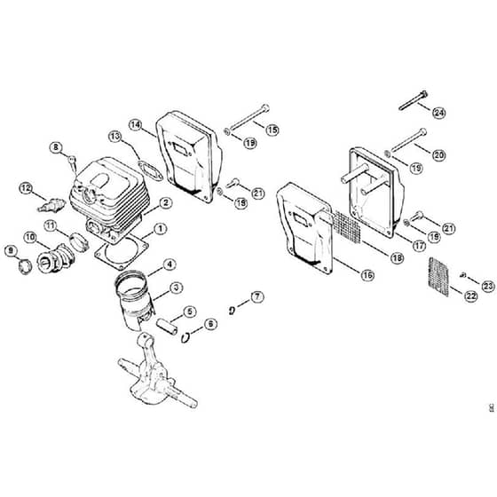 Genuine Stihl 048 AV / B - Cylinder, Muffler