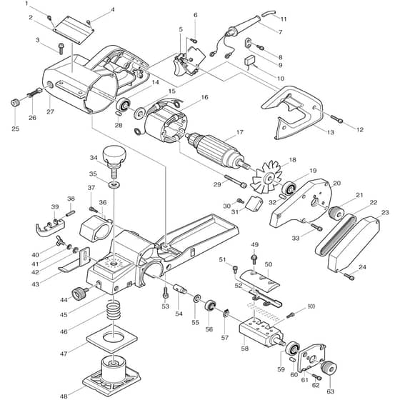 Makita 1100 - Power Planer 82mm - Power Tool Diagram