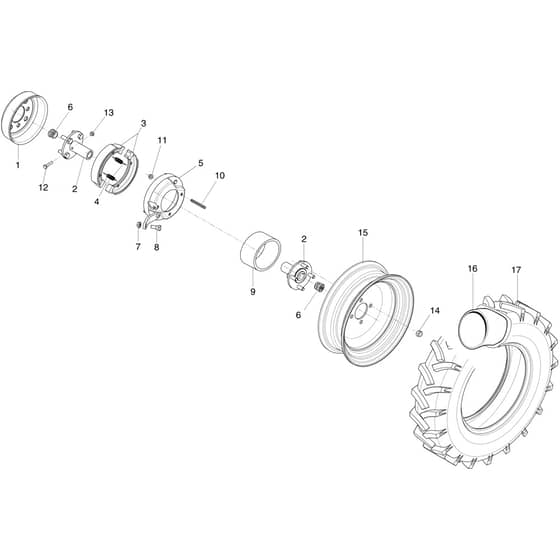 120 S - Bertolini Sickle Bar Mower Brake and wheels Diagram
