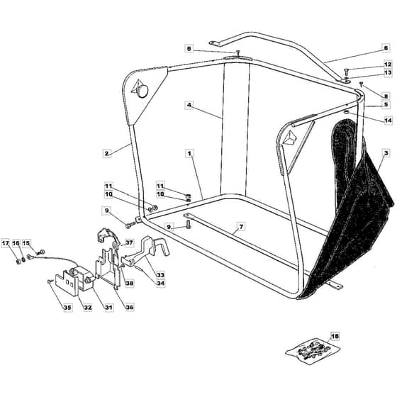 1228H - 2002 - 13-2642-12 - Mountfield Ride On Mower Grasscatcher Diagram