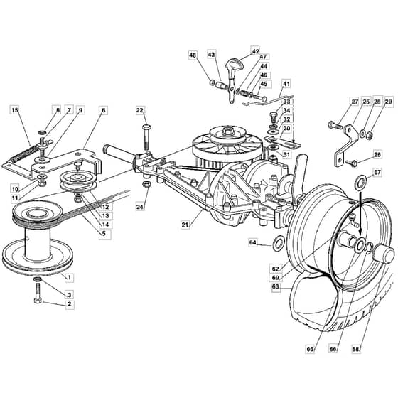1228H - 2005-2007 - 13-2642-15 - Mountfield Ride On Mower Transmission Diagram