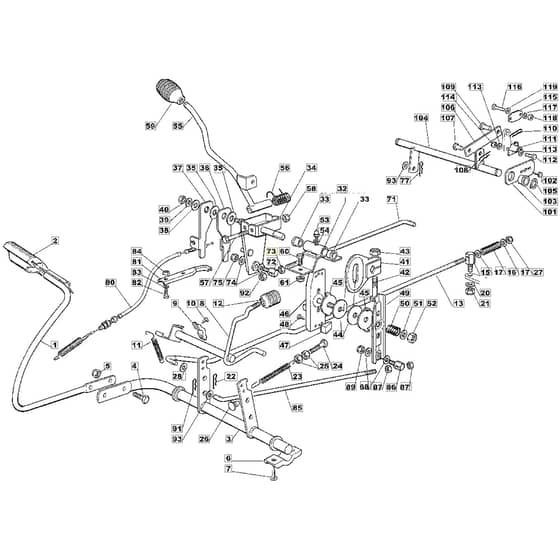 1228H - 2006 - 13-2642-16 - Mountfield Ride On Mower Controls Diagram